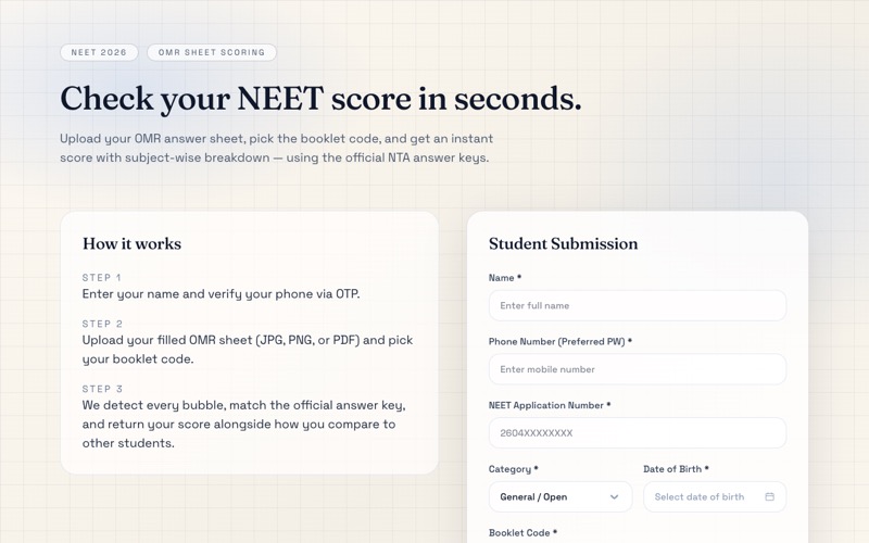 NEET Score Calculator — live site